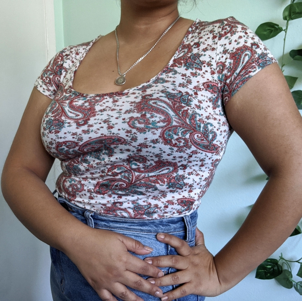 Retro 70s Paisley Crop Top